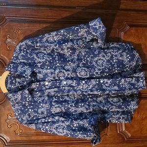 XL American Living blue & white paisley blouse